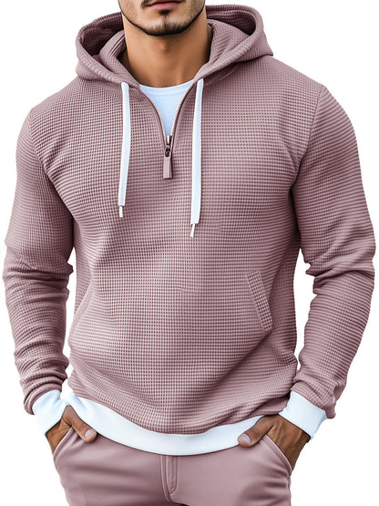 Stilvoller Waffelstrick-Hoodie mit langen Ärmeln