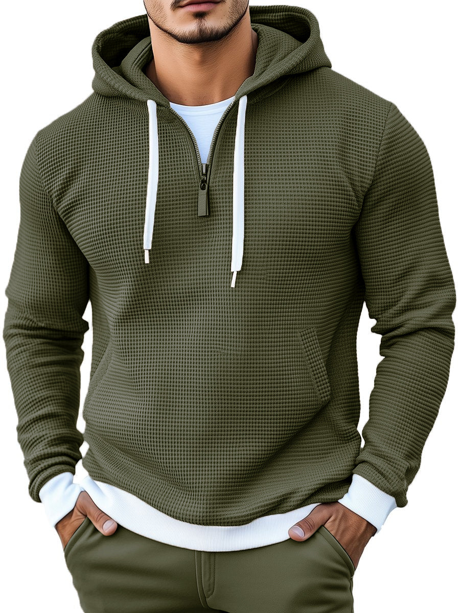 Stilvoller Waffelstrick-Hoodie mit langen Ärmeln