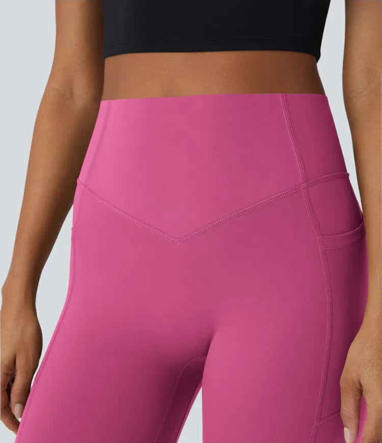 SoCinched Hochtaillierte Po-Liftende Bauchkontroll-Kompressions-Leggings mit Scrunch, Seitentasche, Formend für Workout und Training – UltraSculpt