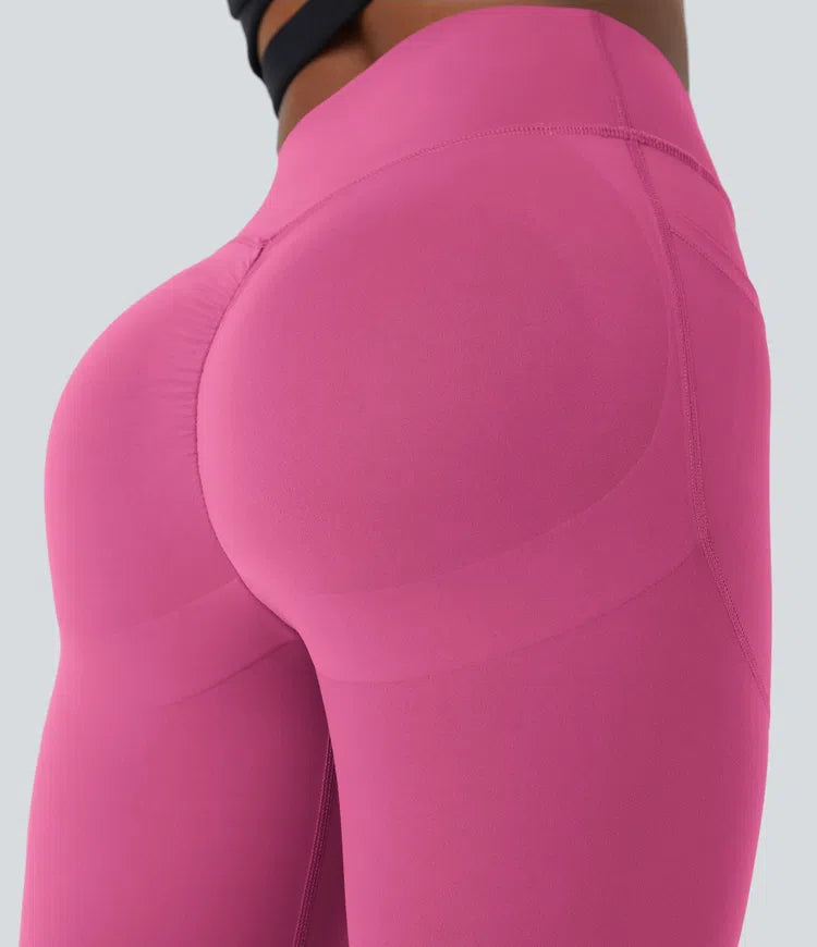 SoCinched Hochtaillierte Po-Liftende Bauchkontroll-Kompressions-Leggings mit Scrunch, Seitentasche, Formend für Workout und Training – UltraSculpt