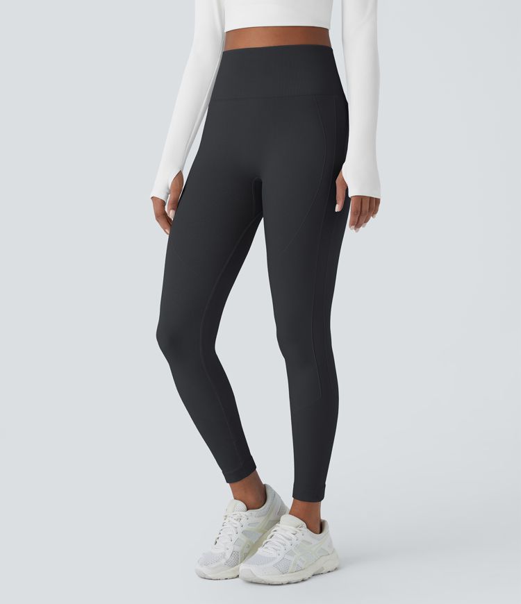 Nahtlose Flow High-Waist-Yoga-Leggings mit Bauchkontrolle und Po-Lift, 7/8-Länge