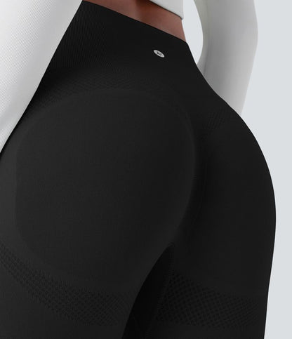 Nahtlose Flow High-Waist-Yoga-Leggings mit Bauchkontrolle und Po-Lift, 7/8-Länge