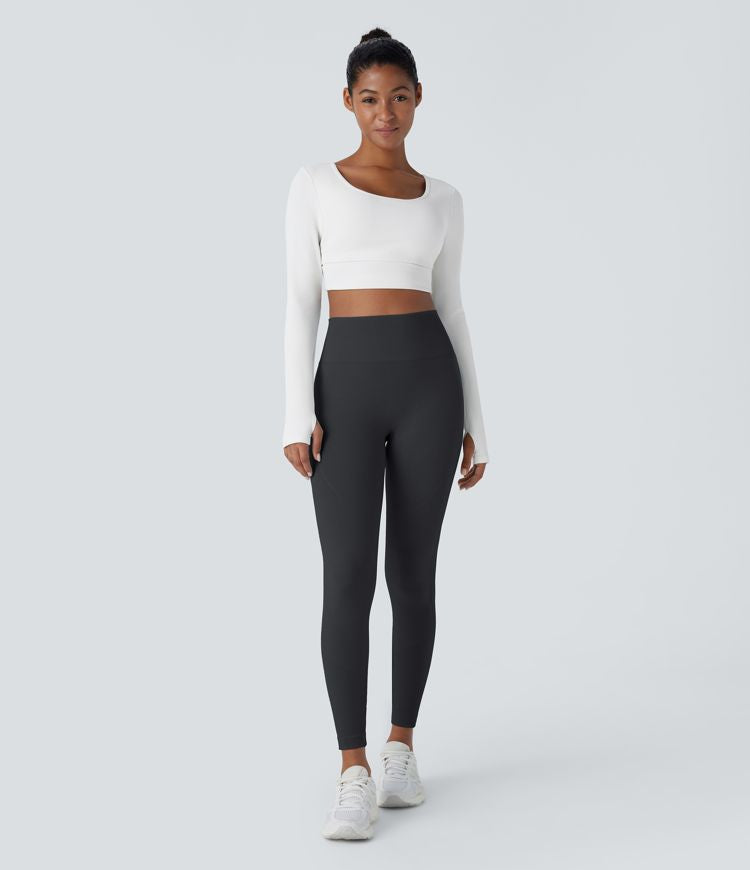 Nahtlose Flow High-Waist-Yoga-Leggings mit Bauchkontrolle und Po-Lift, 7/8-Länge