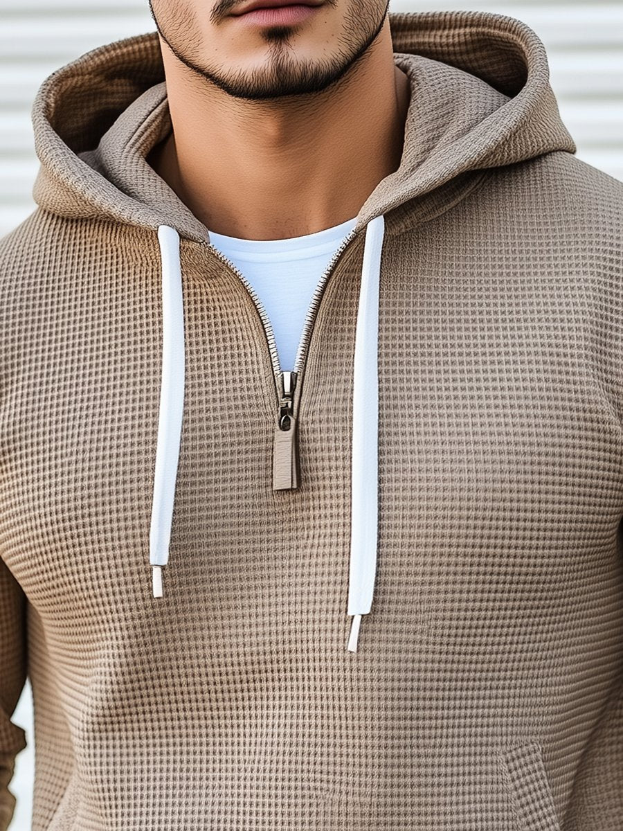 Stilvoller Waffelstrick-Hoodie mit langen Ärmeln