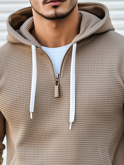 Stilvoller Waffelstrick-Hoodie mit langen Ärmeln